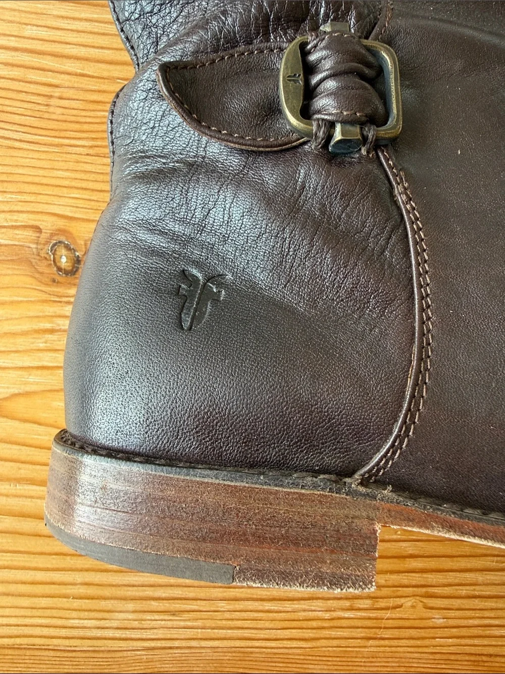 Frye Dark Brown Leather Over-the-Knee Buckle Boots